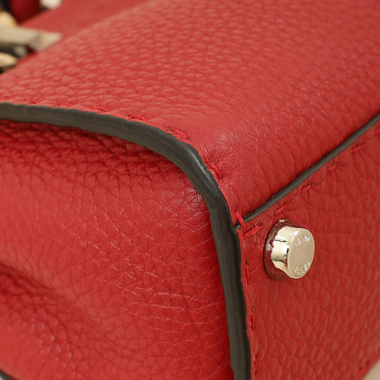 Fendi Red Selleria Mini Peekaboo Bag w/ Twilly-Fendi-THE CLOSET