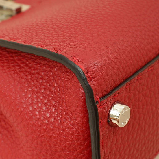 Fendi Red Selleria Mini Peekaboo Bag w/ Twilly-Fendi-THE CLOSET