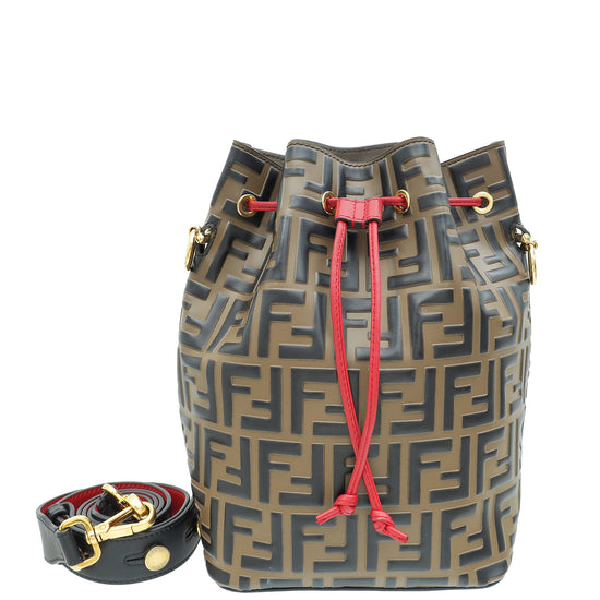 Fendi Bicolor FF Zucca Embossed Mon Tresor Small Bucket Bag