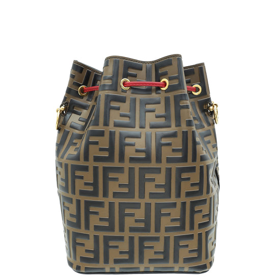 Fendi Bicolor FF Zucca Embossed Mon Tresor Small Bucket Bag
