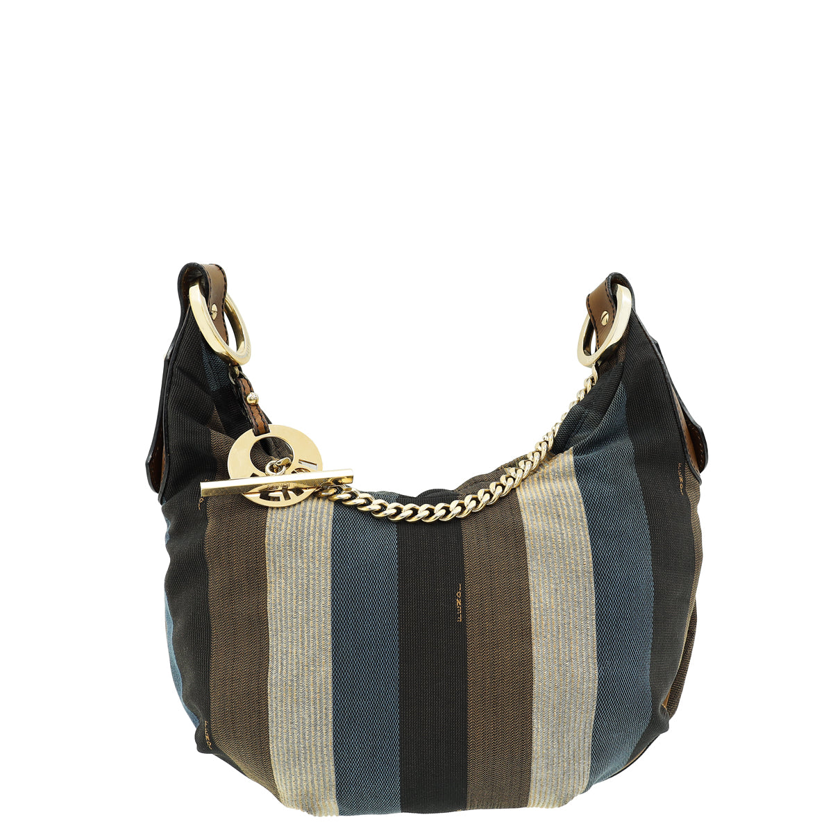 Fendi Multicolor Pequin Stripe Chef Chain Hobo Bag-Fendi-THE CLOSET