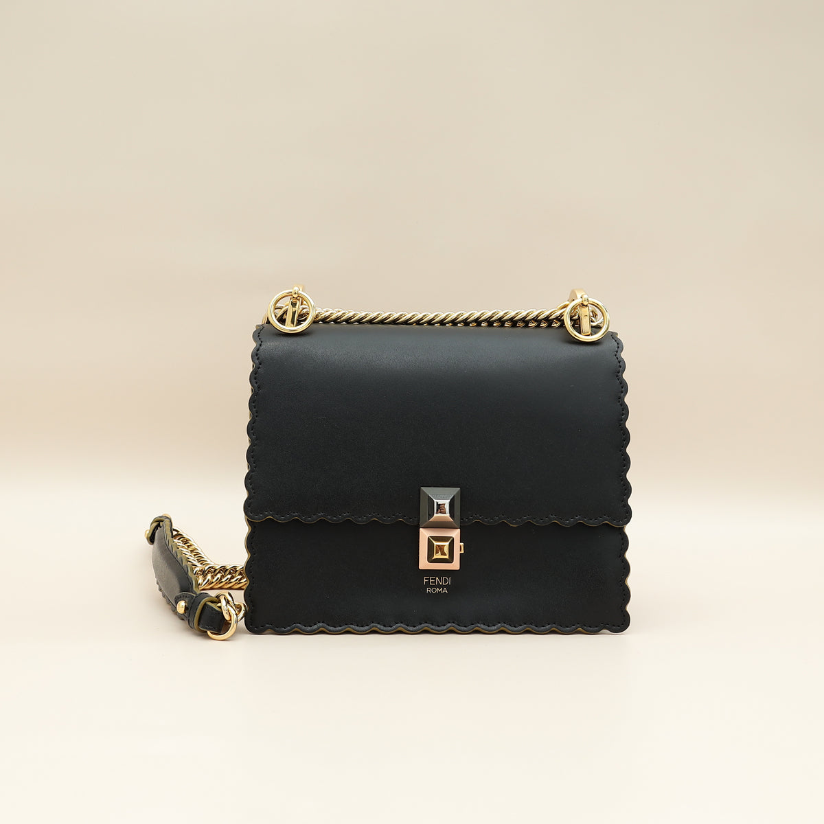 Fendi Black Kan I Stud Small Shoulder Bag-Fendi-THE CLOSET