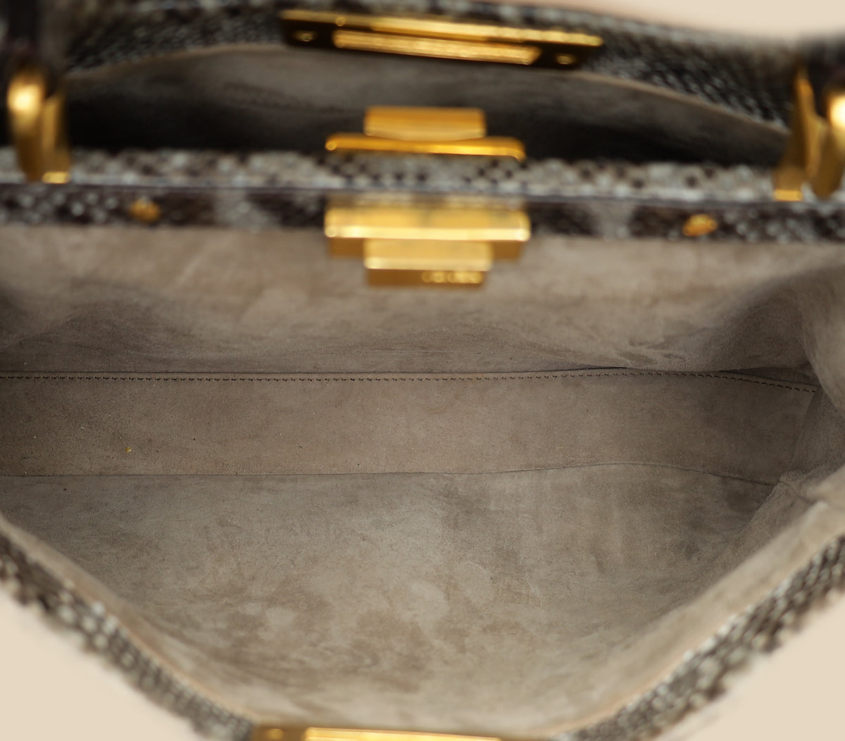 Fendi Grey Peekaboo Python Regular Bag-Fendi-THE CLOSET