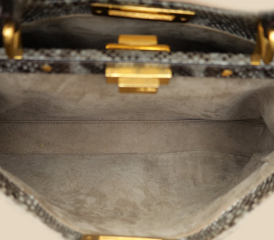 Fendi Grey Peekaboo Python Regular Bag-Fendi-THE CLOSET