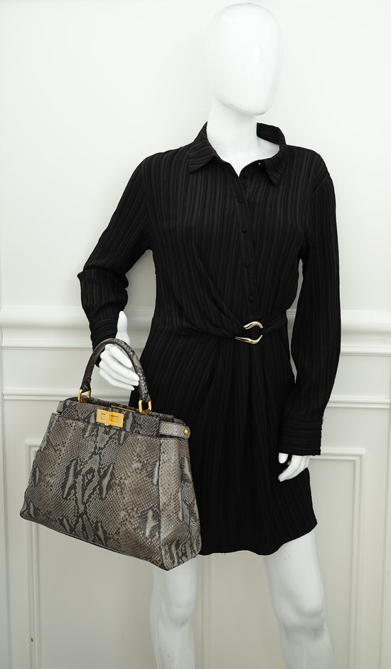 Fendi Grey Peekaboo Python Regular Bag-Fendi-THE CLOSET