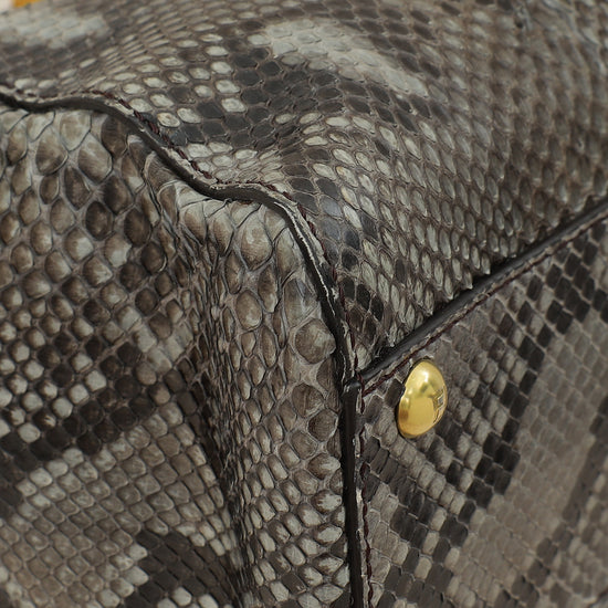 Fendi Grey Peekaboo Python Regular Bag-Fendi-THE CLOSET