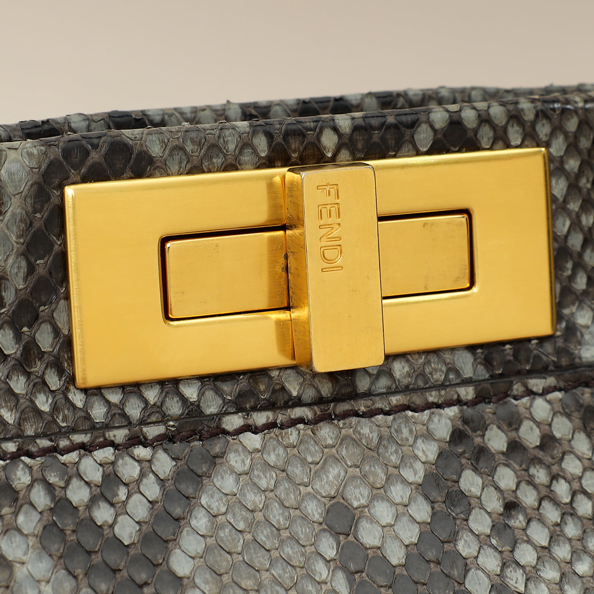 Fendi Grey Peekaboo Python Regular Bag-Fendi-THE CLOSET