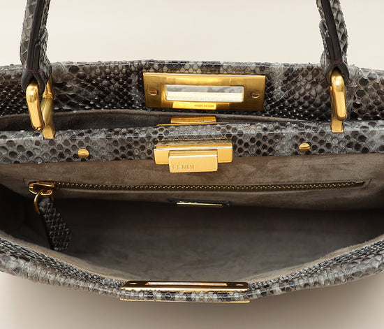 Fendi Grey Peekaboo Python Regular Bag-Fendi-THE CLOSET