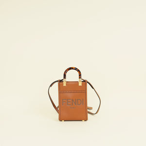 Fendi Brown Mini Sunshine Shopper Bag