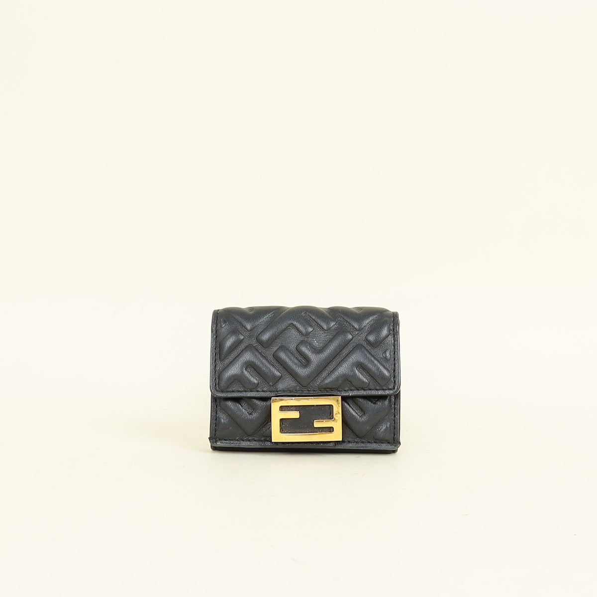Fendi Black FF Embossed Compact Wallet