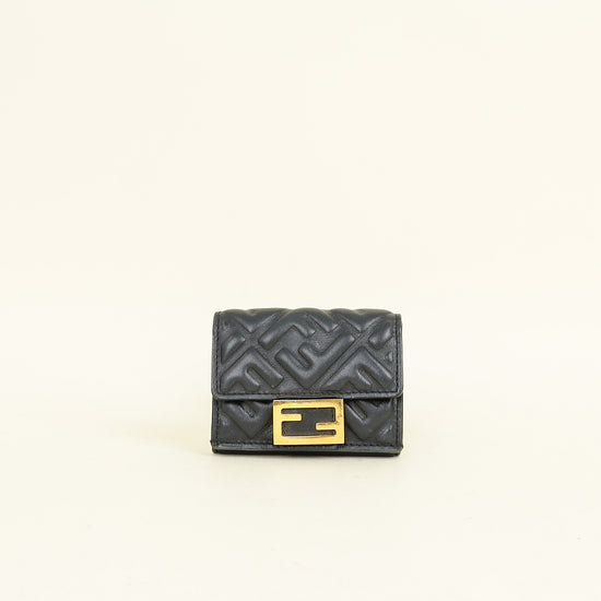 Fendi Black FF Embossed Compact Wallet