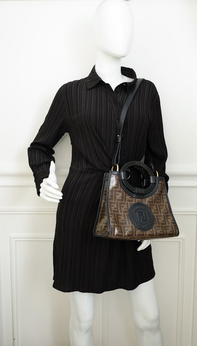 Fendi Brown Zucca Runaway Shopper Tote Small Bag