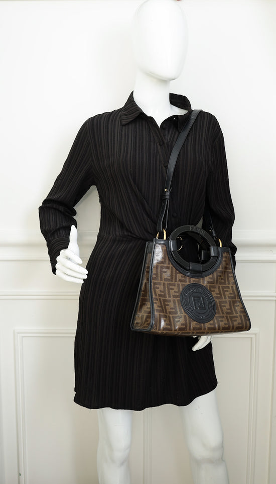 Fendi Brown Zucca Runaway Shopper Tote Small Bag