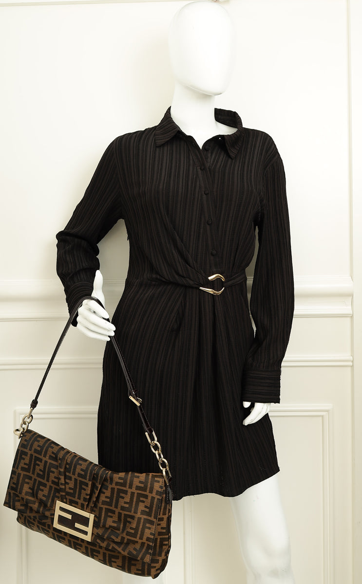 Fendi Tobacco Zucca Mia Flap Large Bag-Fendi-THE CLOSET