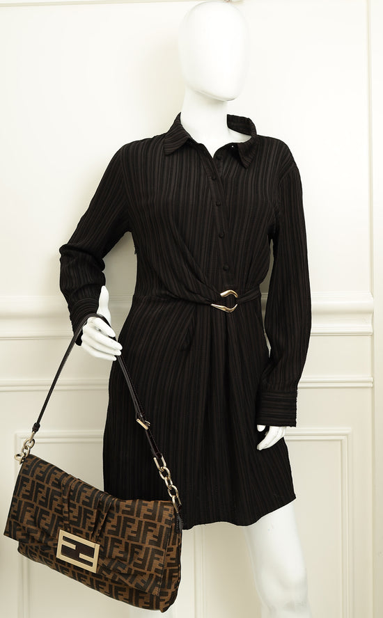 Fendi Tobacco Zucca Mia Flap Large Bag-Fendi-THE CLOSET