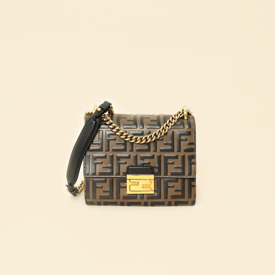 Fendi Bicolor FF Embossed Kan U Chain Small Shoulder Bag-Fendi-THE CLOSET