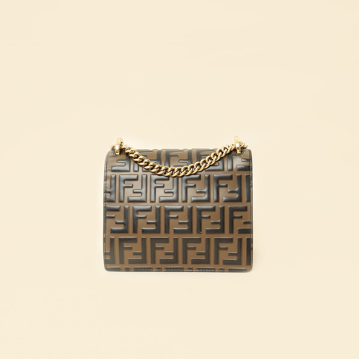 Fendi Bicolor FF Embossed Kan U Chain Small Shoulder Bag-Fendi-THE CLOSET
