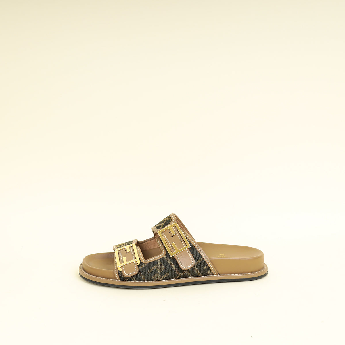 Fendi Bicolor Zucca FF Buckle Slide Sandal 38.5