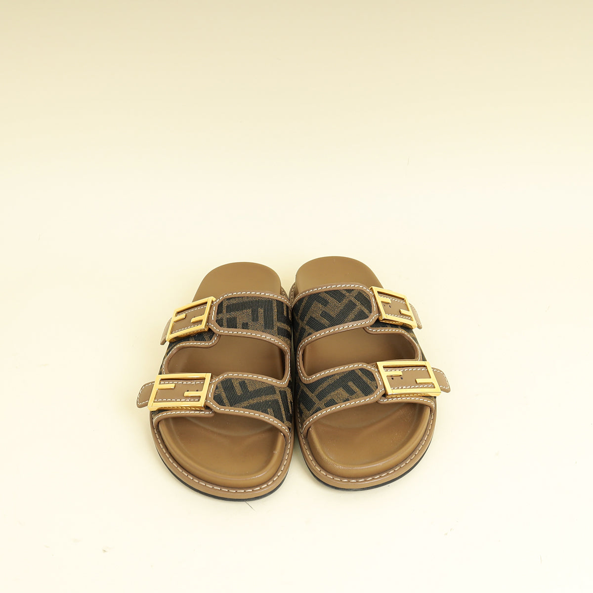 Fendi Bicolor Zucca FF Buckle Slide Sandal 38.5