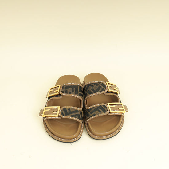 Fendi Bicolor Zucca FF Buckle Slide Sandal 38.5