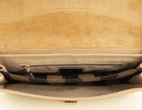 Fendi Beige Pequin Small Shoulder Bag