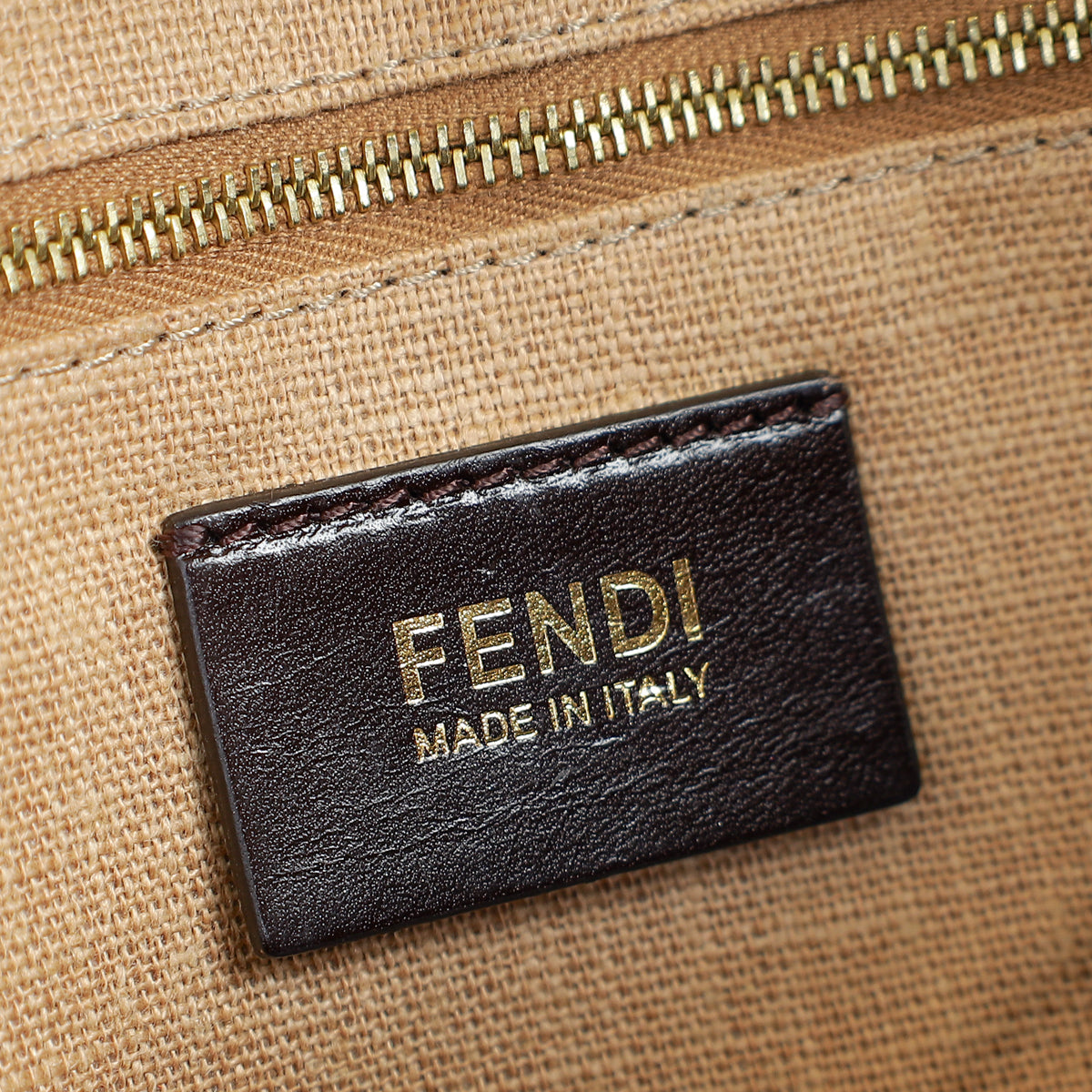 Fendi Beige Pequin Small Shoulder Bag