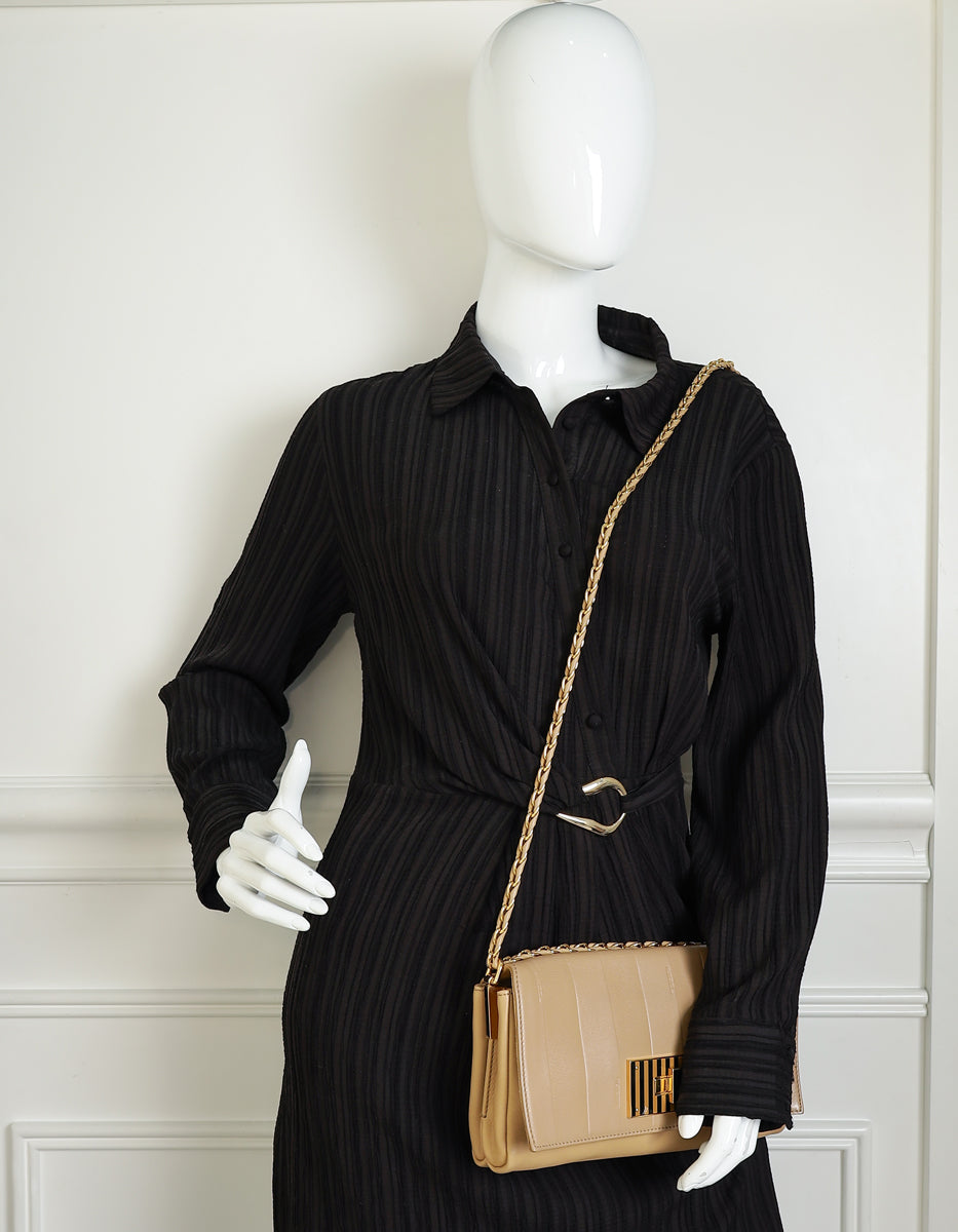 Fendi Beige Pequin Small Shoulder Bag