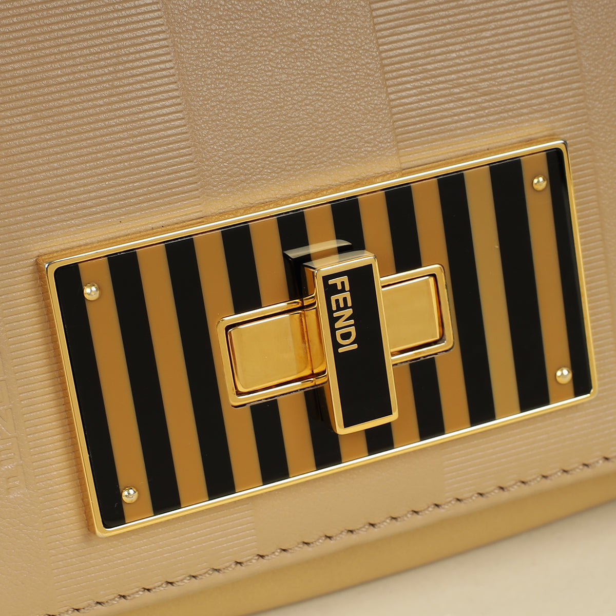 Fendi Beige Pequin Small Shoulder Bag