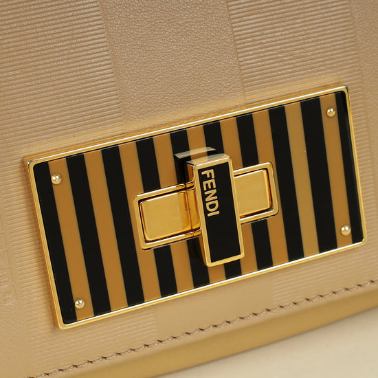 Fendi Beige Pequin Small Shoulder Bag