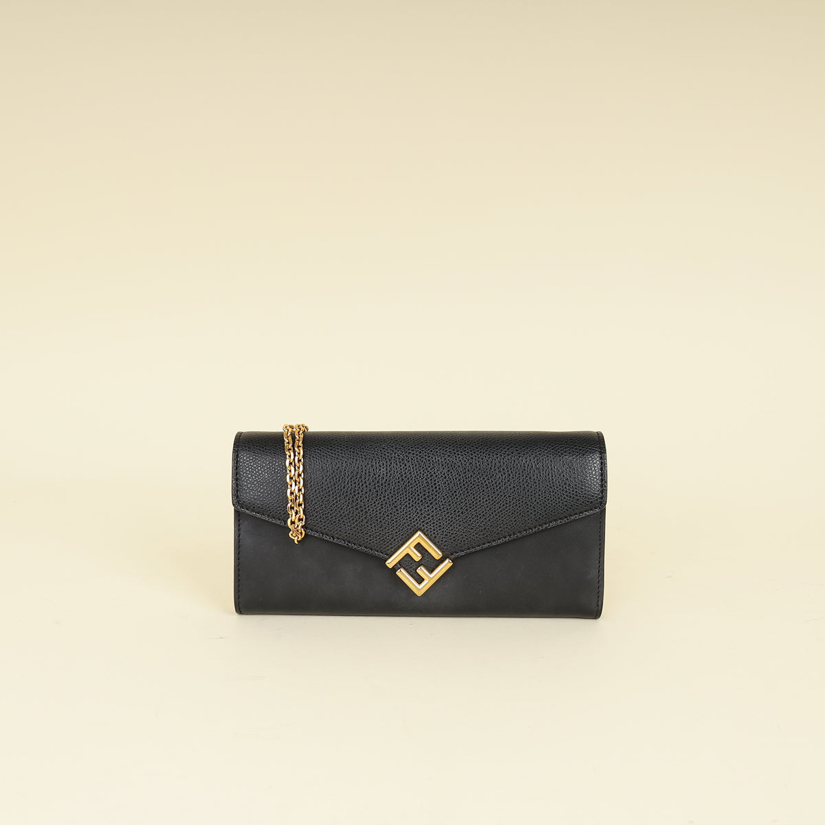 Fendi Black FF Diamonds Continental With Chain-Fendi-THE CLOSET