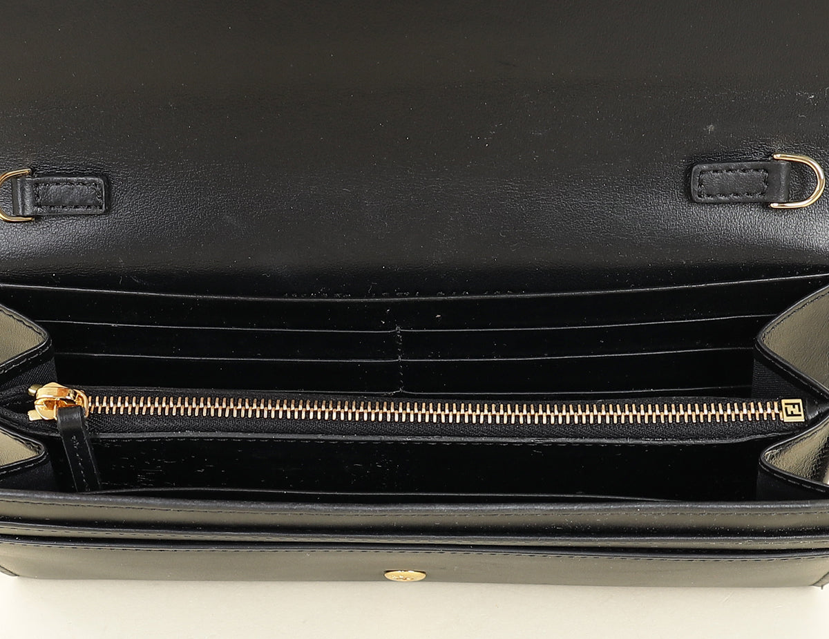 Fendi Black FF Diamonds Continental With Chain-Fendi-THE CLOSET