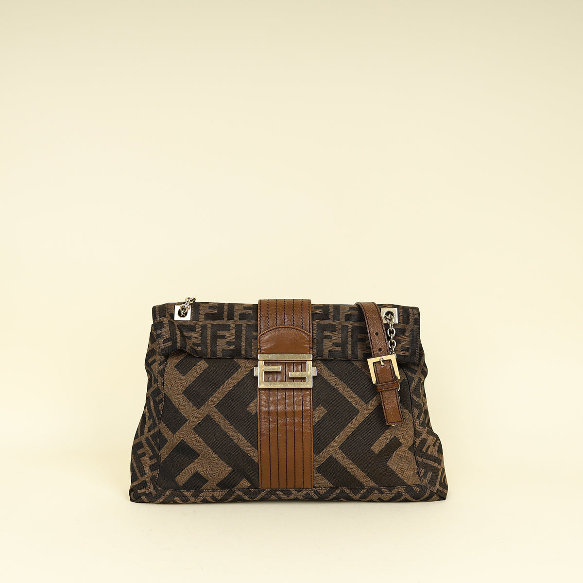 Fendi Tobacco Zucca Maxi Baguette Flap Bag