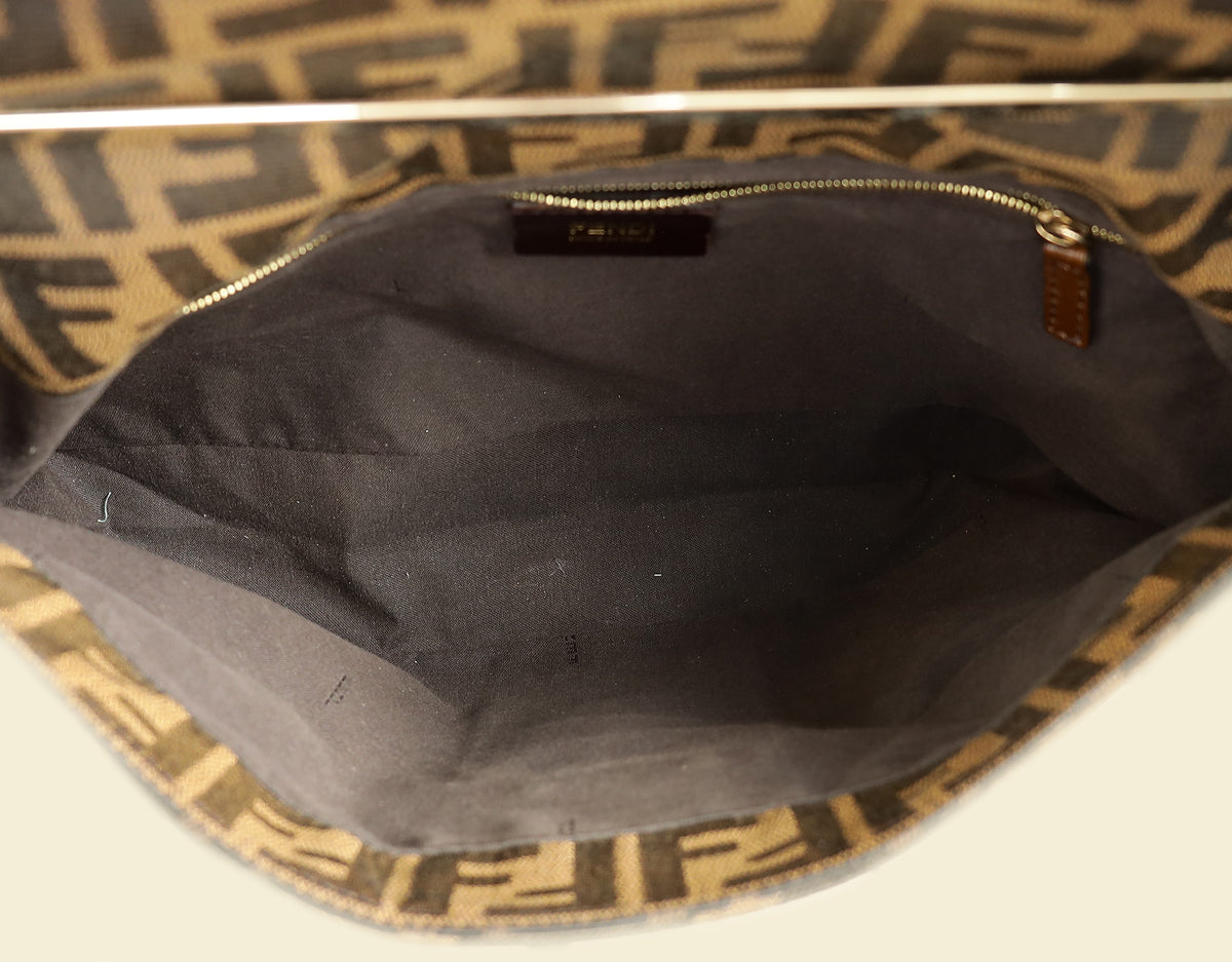 Fendi Tobacco Zucca Maxi Baguette Flap Bag