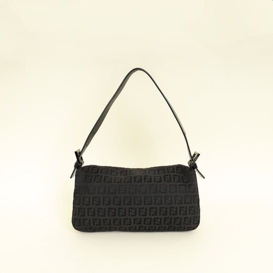 Fendi Black Zucca Small Baguette Shoulder Bag