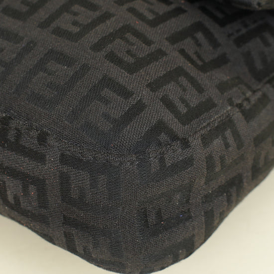 Fendi Black Zucca Small Baguette Shoulder Bag