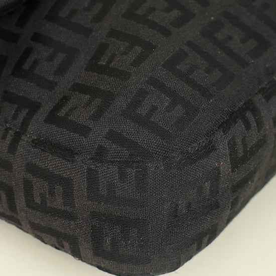 Fendi Black Zucca Small Baguette Shoulder Bag