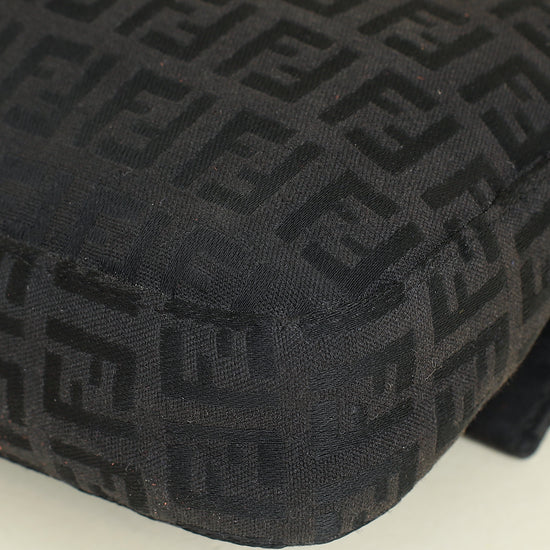 Fendi Black Zucca Small Baguette Shoulder Bag