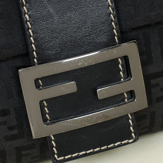 Fendi Black Zucca Small Baguette Shoulder Bag