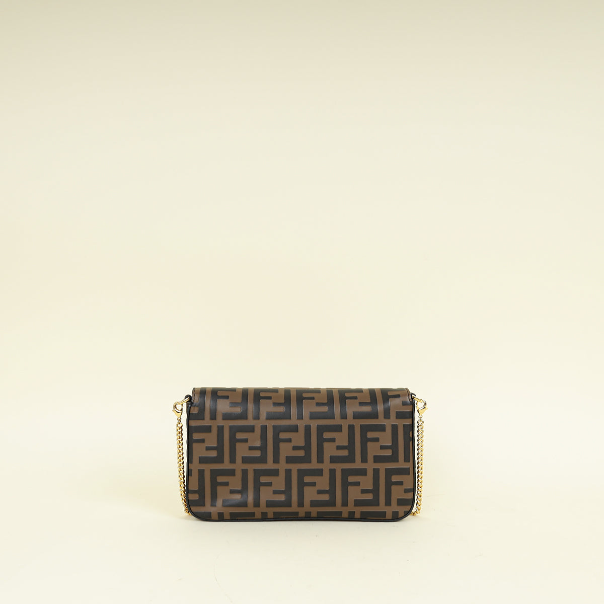 Fendi Tobacco FF 1974 Zucca Embossed Wallet On Chain W/ 2 Pouch