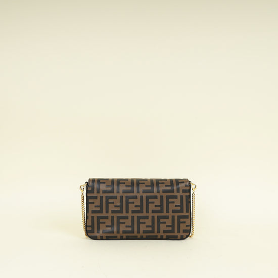 Fendi Tobacco FF 1974 Zucca Embossed Wallet On Chain W/ 2 Pouch