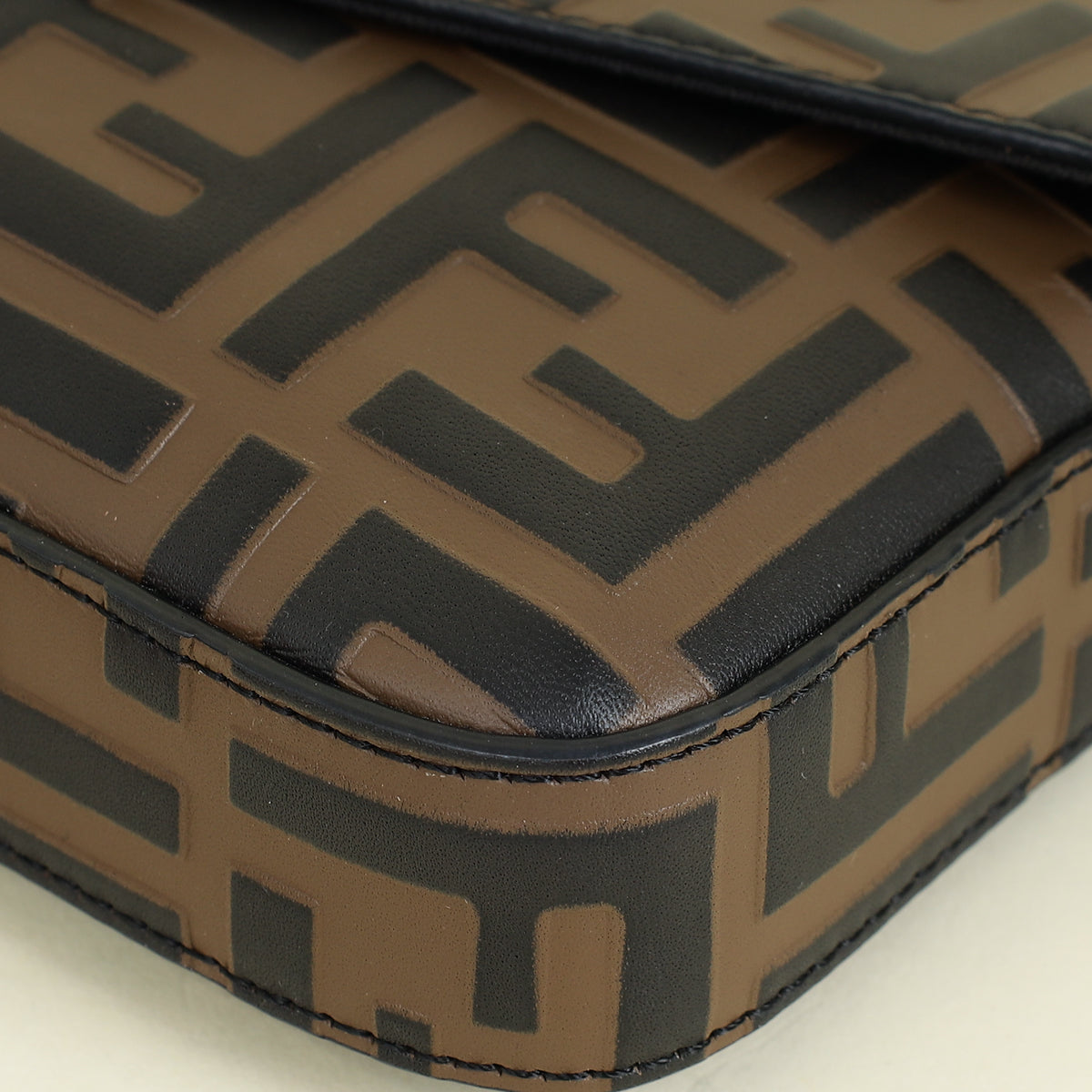 Fendi Tobacco FF 1974 Zucca Embossed Wallet On Chain W/ 2 Pouch