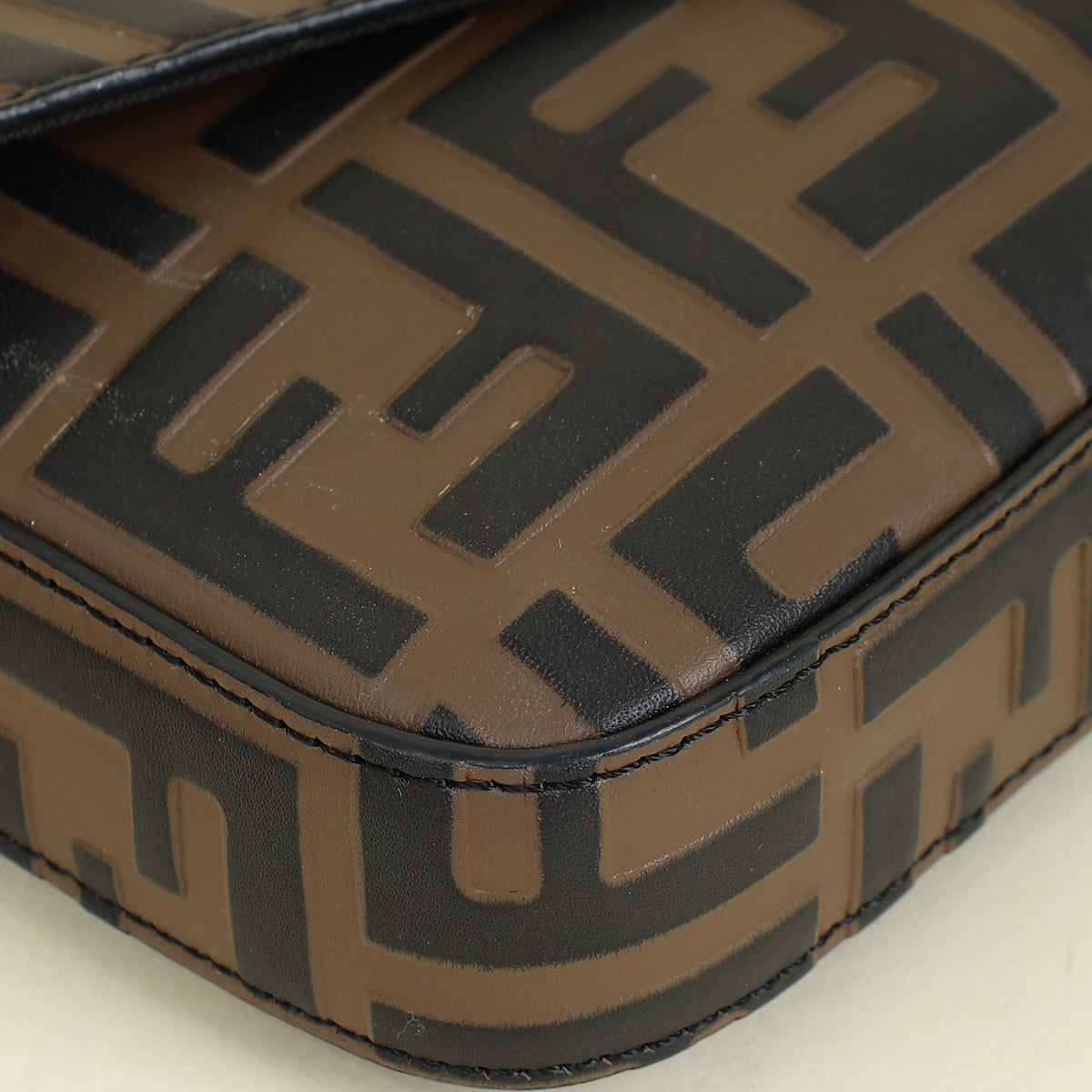 Fendi Tobacco FF 1974 Zucca Embossed Wallet On Chain W/ 2 Pouch