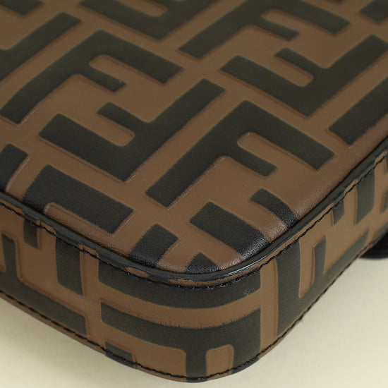 Fendi Tobacco FF 1974 Zucca Embossed Wallet On Chain W/ 2 Pouch