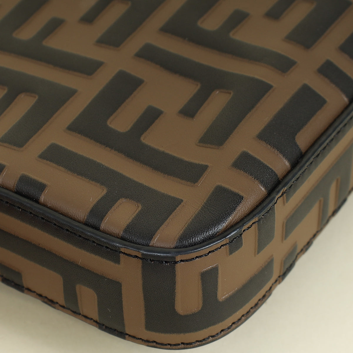 Fendi Tobacco FF 1974 Zucca Embossed Wallet On Chain W/ 2 Pouch