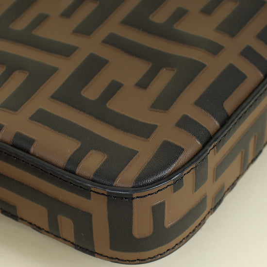 Fendi Tobacco FF 1974 Zucca Embossed Wallet On Chain W/ 2 Pouch