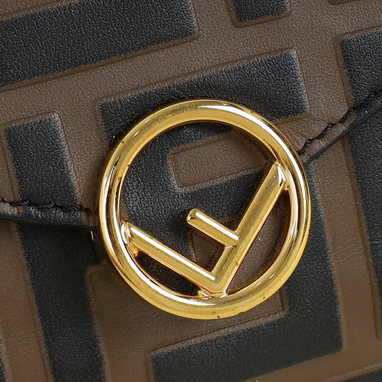 Fendi Tobacco FF 1974 Zucca Embossed Wallet On Chain W/ 2 Pouch