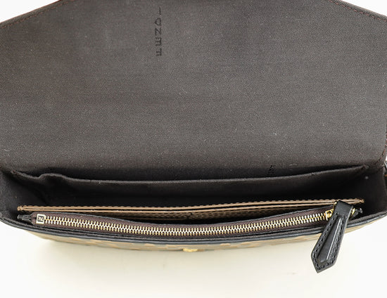 Fendi Tobacco FF 1974 Zucca Embossed Wallet On Chain W/ 2 Pouch