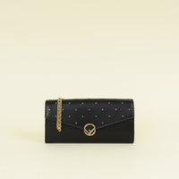 Fendi Black "F is Fendi" Studded Chain Wallet