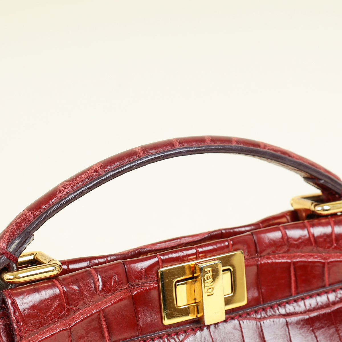 Fendi Dark Red Crocodile Mini Peekaboo Bag – THE CLOSET