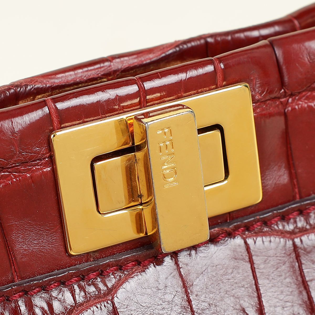Fendi Dark Red Crocodile Mini Peekaboo Bag – THE CLOSET